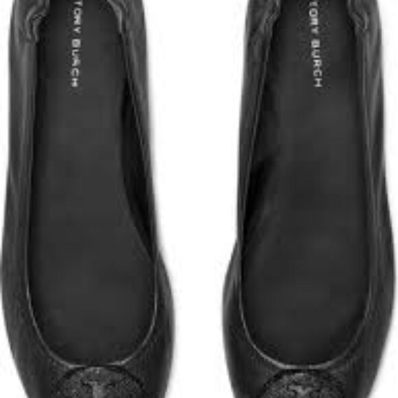 Nib Tory Burch Minnie Leather Ballet Flats  -   PERFECT BLACK /JET - Picture 2 of 5